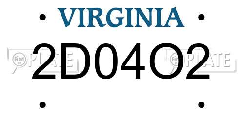2D04O2 Virginia License Plate
