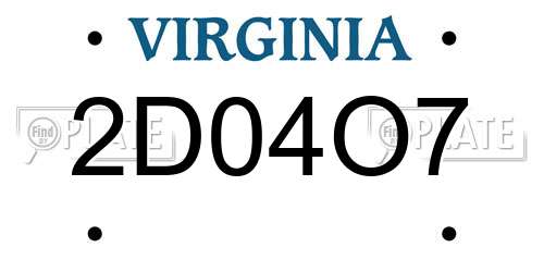 2D04O7 Virginia License Plate