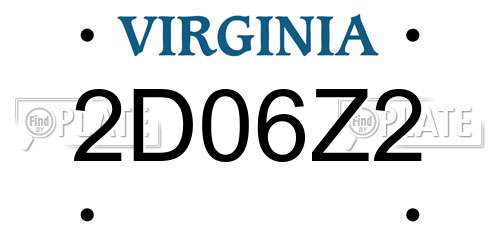 2D06Z2 Virginia License Plate
