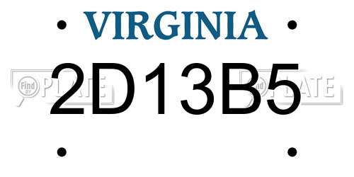2D13B5 Virginia License Plate