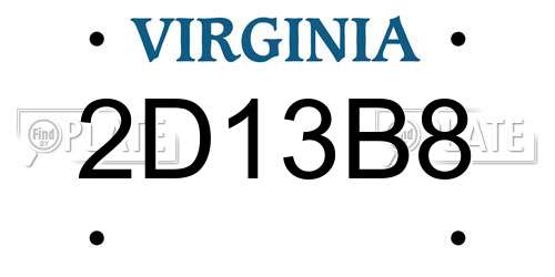 2D13B8 Virginia License Plate