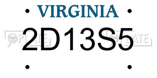 2D13S5 Virginia License Plate