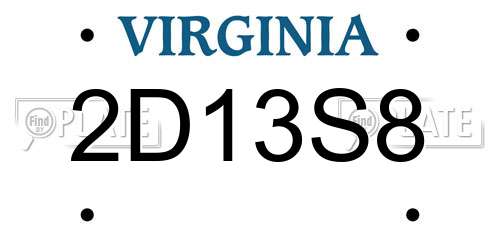 2D13S8 Virginia License Plate