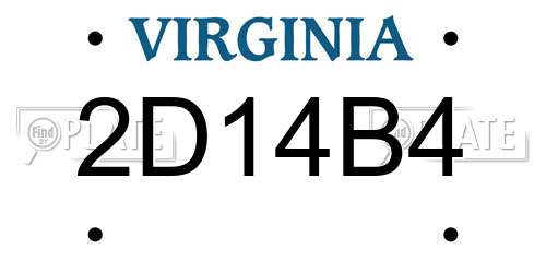 2D14B4 Virginia License Plate