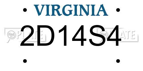 2D14S4 Virginia License Plate