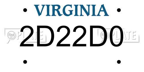 2D22D0 Virginia License Plate