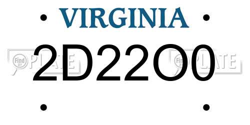 2D22O0 Virginia License Plate