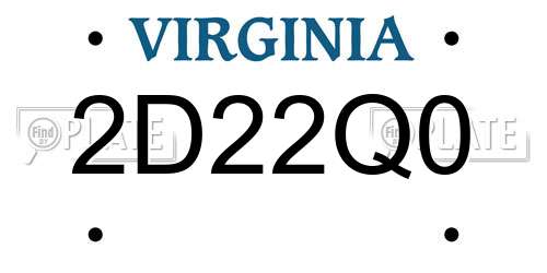 2D22Q0 Virginia License Plate