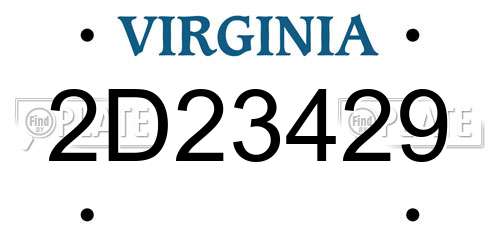 2D23429 Virginia License Plate