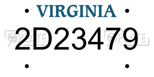 2D23479 Virginia License Plate