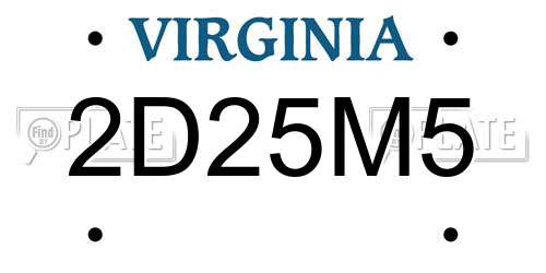 2D25M5 Virginia License Plate