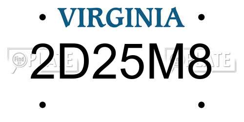 2D25M8 Virginia License Plate