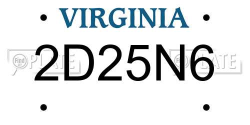 2D25N6 Virginia License Plate