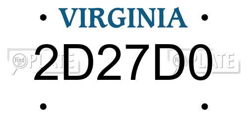 2D27D0 Virginia License Plate