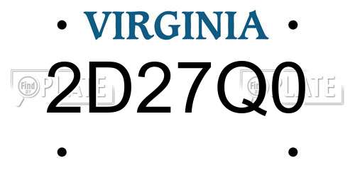 2D27Q0 Virginia License Plate