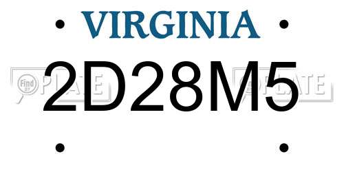 2D28M5 Virginia License Plate