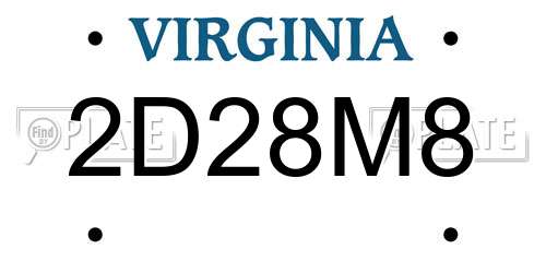 2D28M8 Virginia License Plate