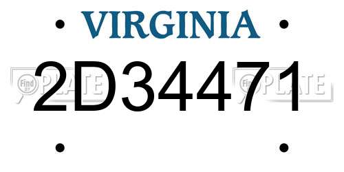 2D34471 Virginia License Plate