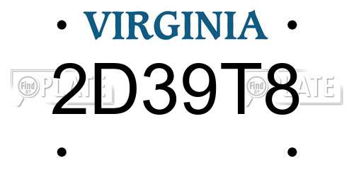 2D39T8 Virginia License Plate