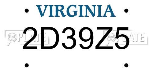 2D39Z5 Virginia License Plate