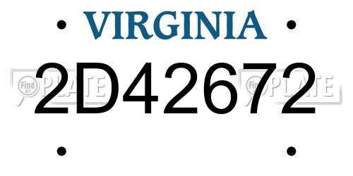 2D42672 Virginia License Plate