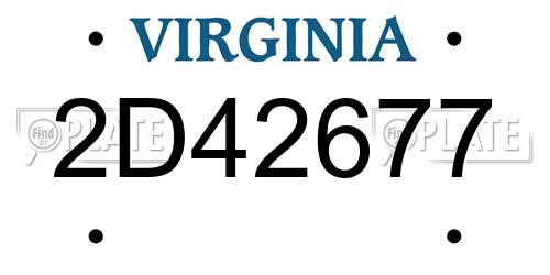 2D42677 Virginia License Plate