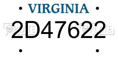 2D47622 Virginia License Plate