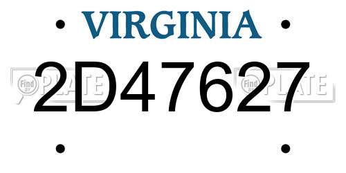 2D47627 Virginia License Plate