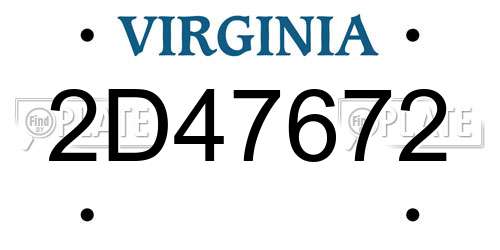 2D47672 Virginia License Plate