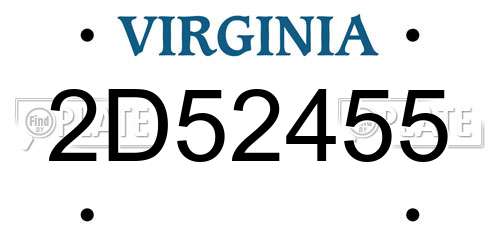 2D52455 Virginia License Plate