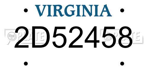 2D52458 Virginia License Plate