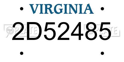 2D52485 Virginia License Plate