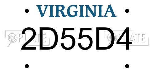 2D55D4 Virginia License Plate