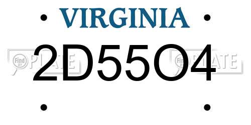 2D55O4 Virginia License Plate
