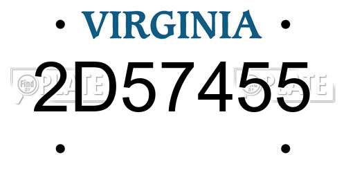 2D57455 Virginia License Plate