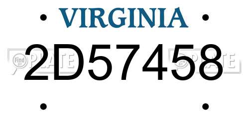 2D57458 Virginia License Plate