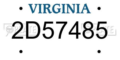 2D57485 Virginia License Plate