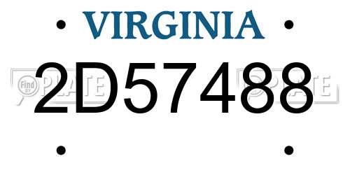 2D57488 Virginia License Plate