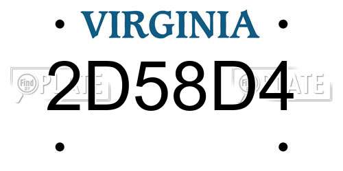 2D58D4 Virginia License Plate