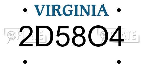 2D58O4 Virginia License Plate