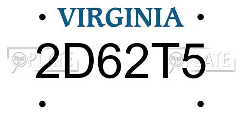 2D62T5 Virginia License Plate