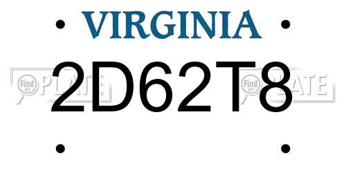 2D62T8 Virginia License Plate