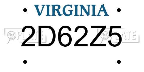 2D62Z5 Virginia License Plate