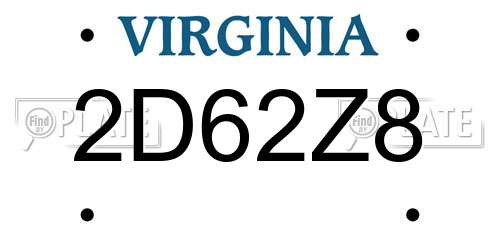 2D62Z8 Virginia License Plate