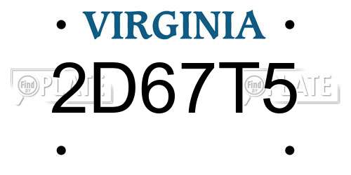 2D67T5 Virginia License Plate