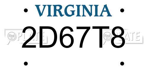 2D67T8 Virginia License Plate