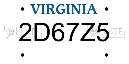 2D67Z5 Virginia License Plate