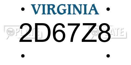 2D67Z8 Virginia License Plate