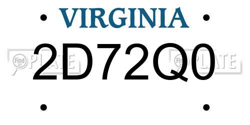 2D72Q0 Virginia License Plate