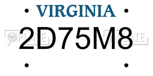 2D75M8 Virginia License Plate